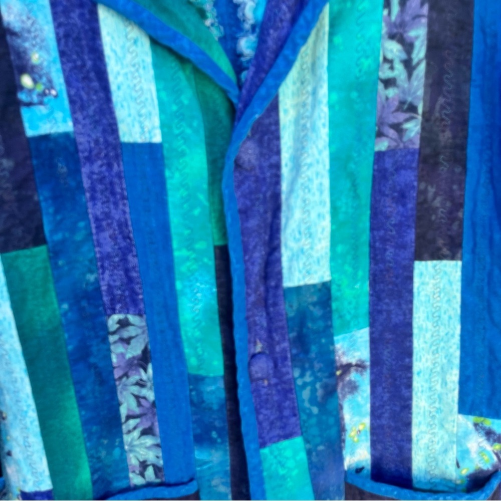 Patchwork Blue and Green Women's Jacket - Picture 2 of 5
